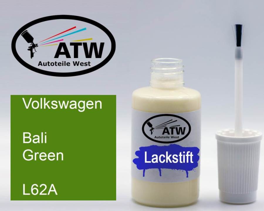 Volkswagen, Bali Green, L62A: 20ml Lackstift, von ATW Autoteile West.